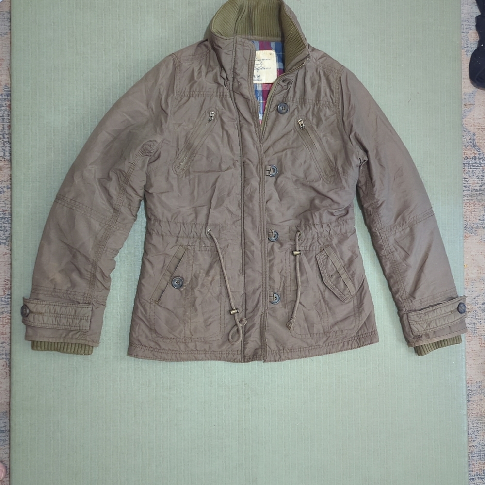 Y2K American Eagle Outfitters Women's Plaid Lined Jacket Medium